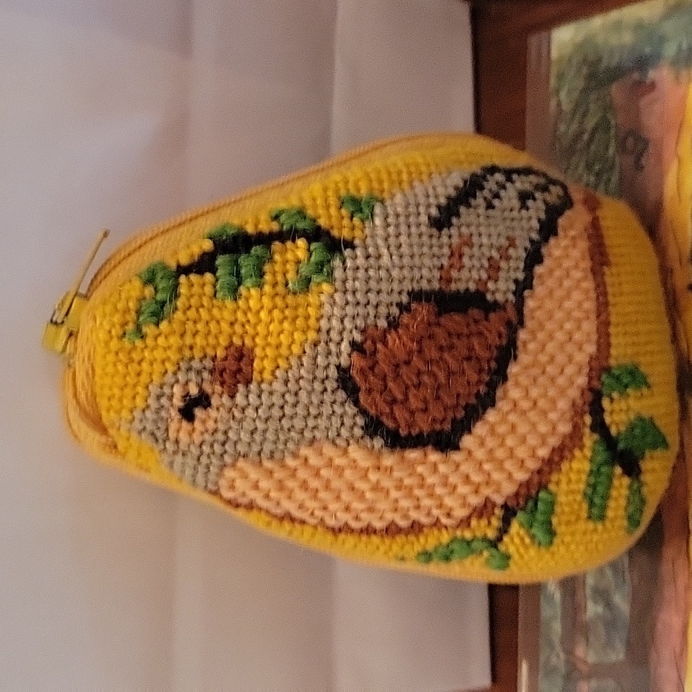 Vintage Stitch & Zip Needlepoint Partridge In A Pear Tree Pouch
